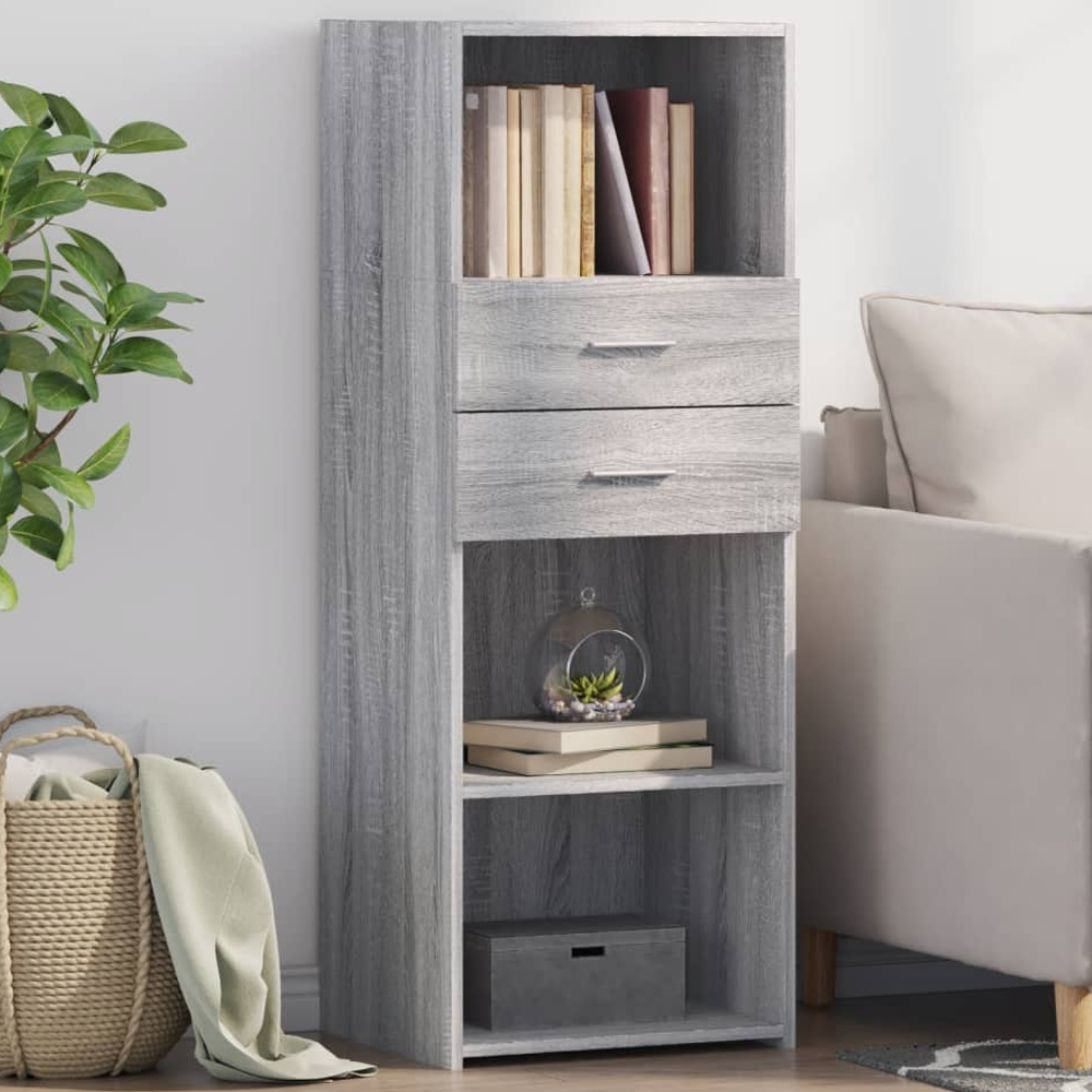 vidaXL 2 Drawer 3 Shelf Grey Sonoma Highboard Image 1