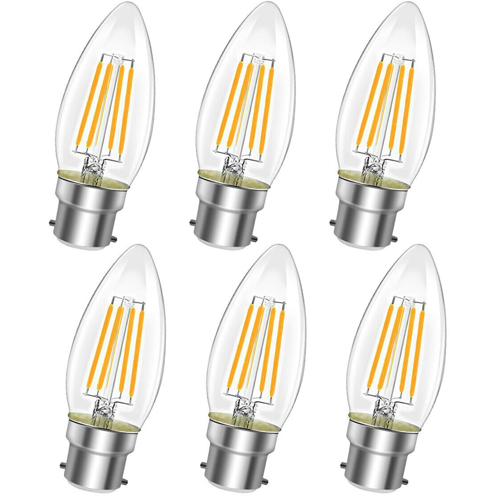 ExtraStar 6 Pack B22 Filament 750 Lumens Candle Bulb Image 1