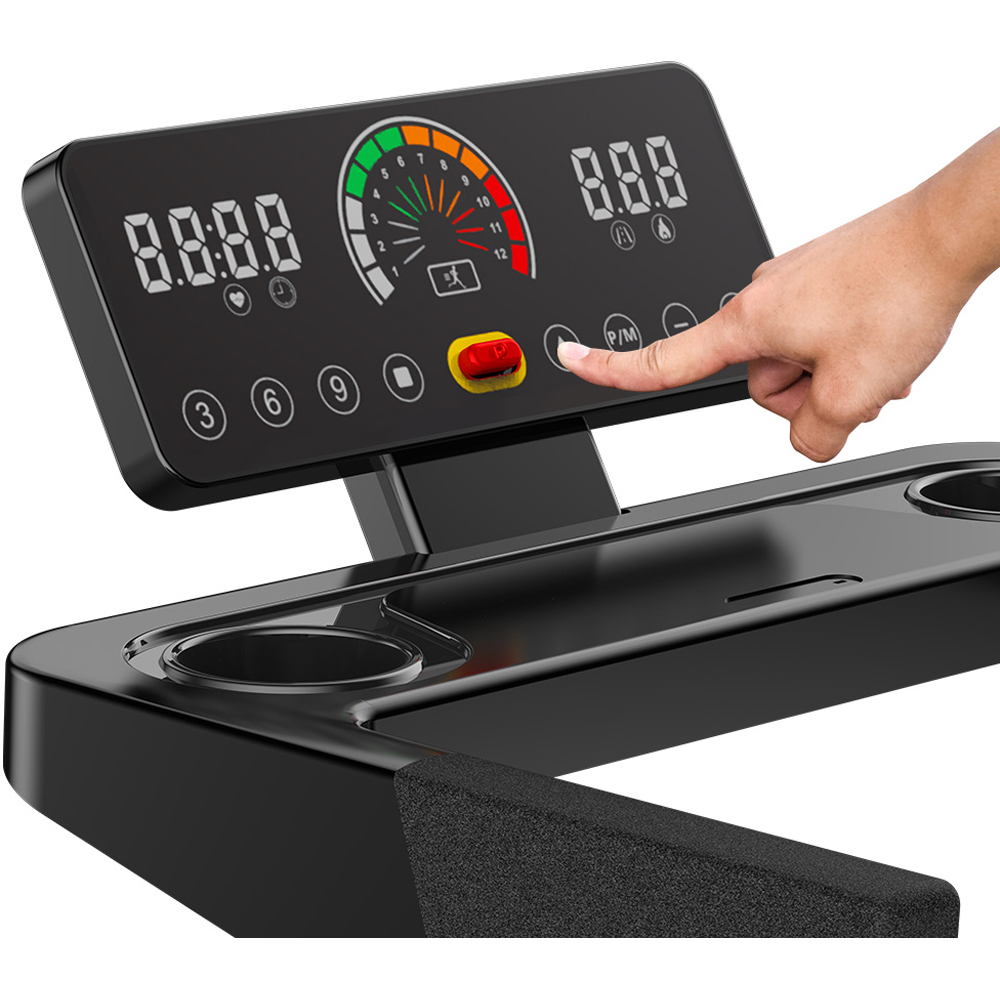 Rattrix Black Manual Incline Foldable Treadmill with 12 Preset Programs Image 2