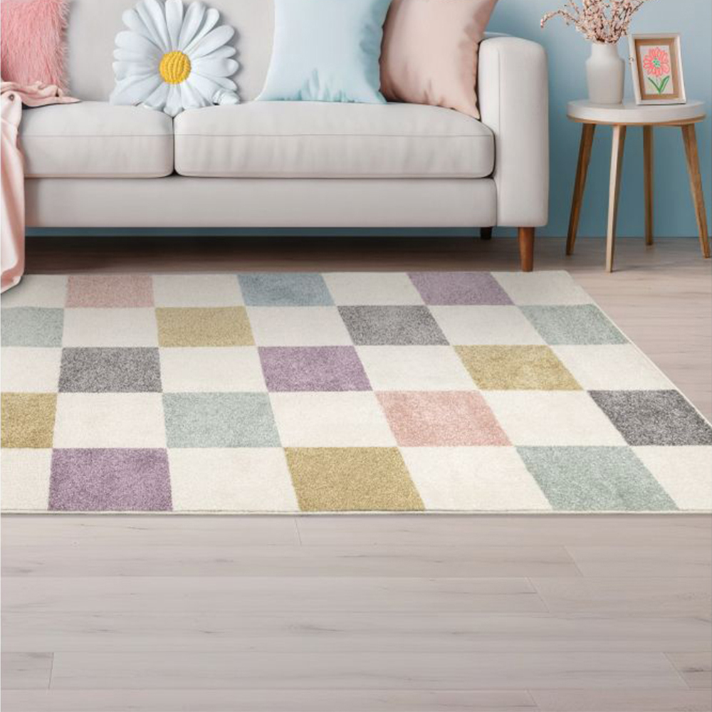 Homemaker Echo Pastel Chequer Rug 120 x 170cm Image 1