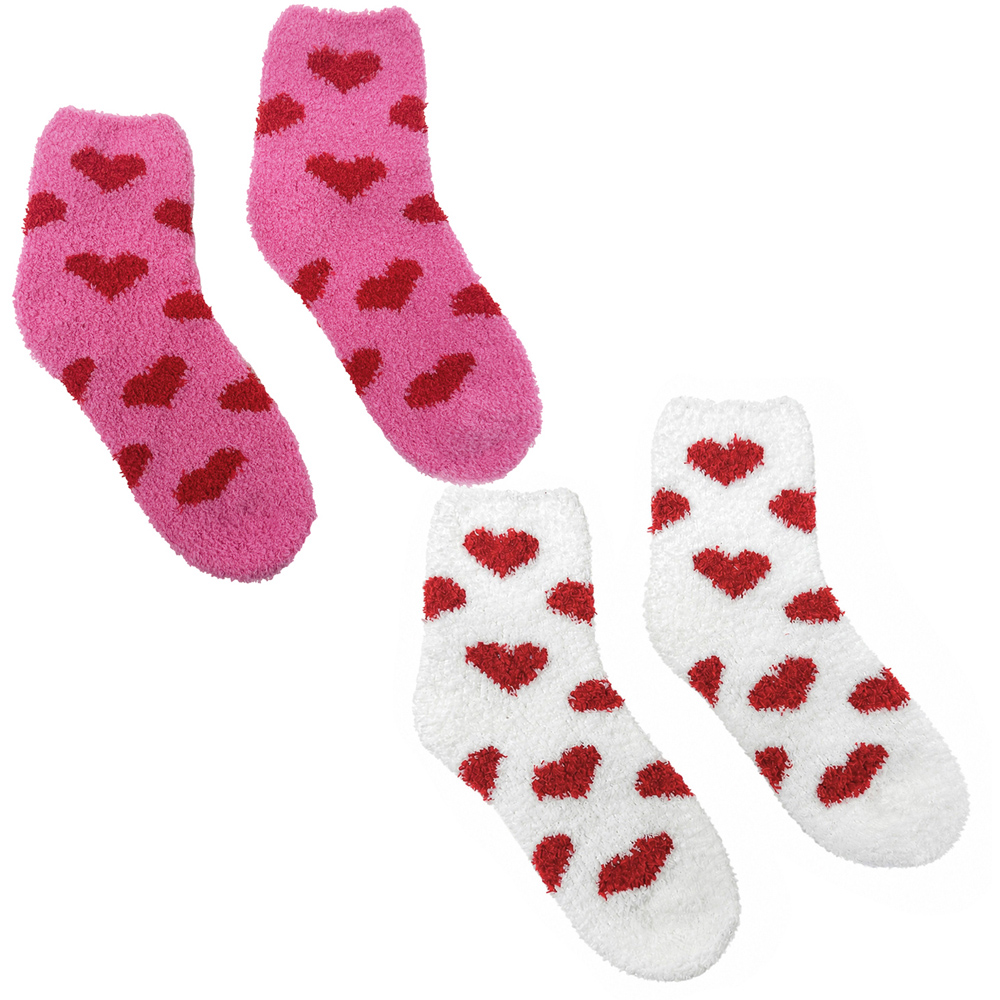 Pack of 2 Fluffy Heart Socks Image 1