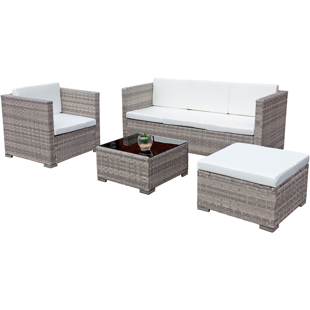 Oseasons Acorn 5 Seater Dove Grey and White Cushion Rattan Lounge Sofa Set Image 2
