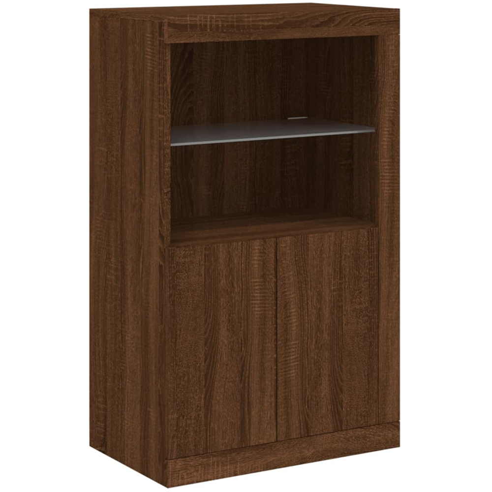 vidaXL 2 Door 2 Shelf LED Brown Oak Side Cabinet Image 2