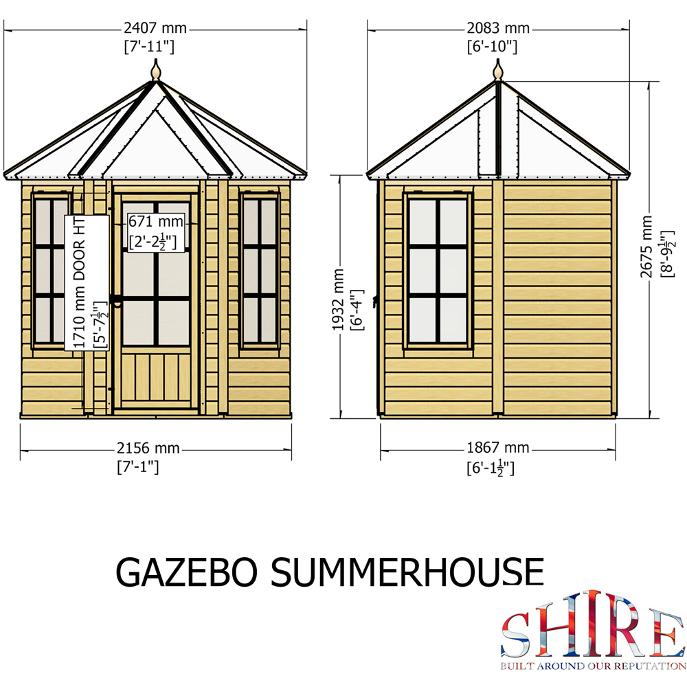 Shire 6 x 6ft Gazebo Single Door Summerhouse Image 9