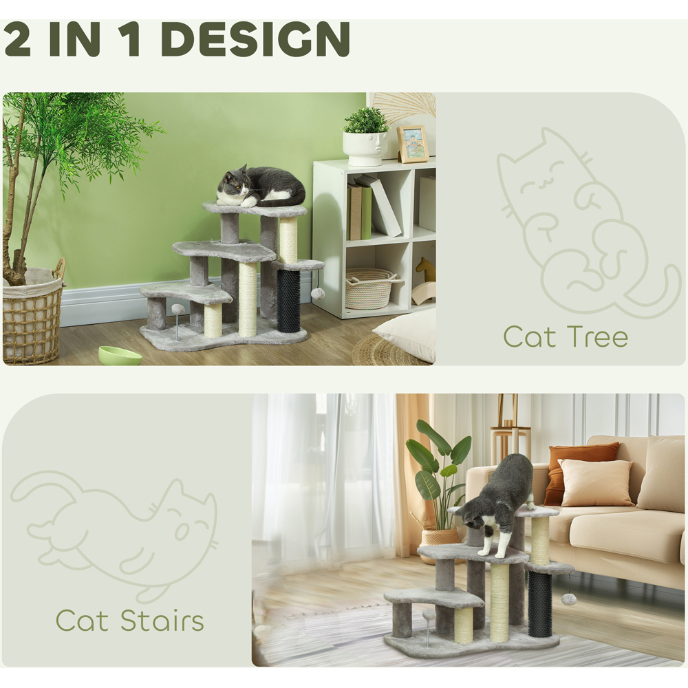 PawHut Light Grey Pet Stair with Tickling Post Image 7
