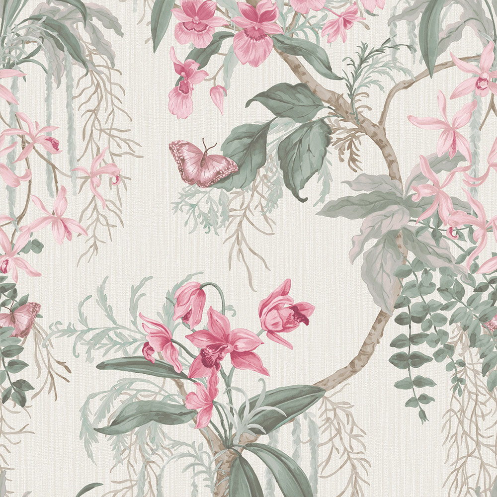 Belgravia Decor Suki Sage Green and Pink Wallpaper Image 1