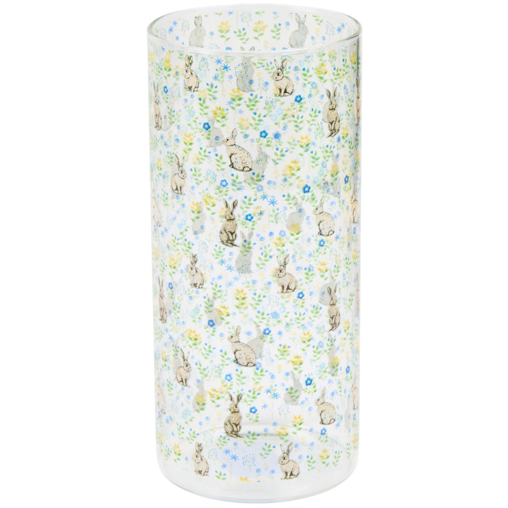 Floral Bunny Glass Jar with Bamboo Lid Clear Image 2