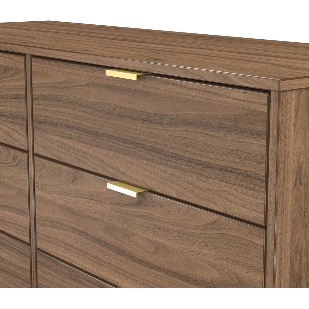 Crowndale Hong Kong 6 Drawer Carini Walnut Wide Chest of Drawers Ready Assembled Image 5