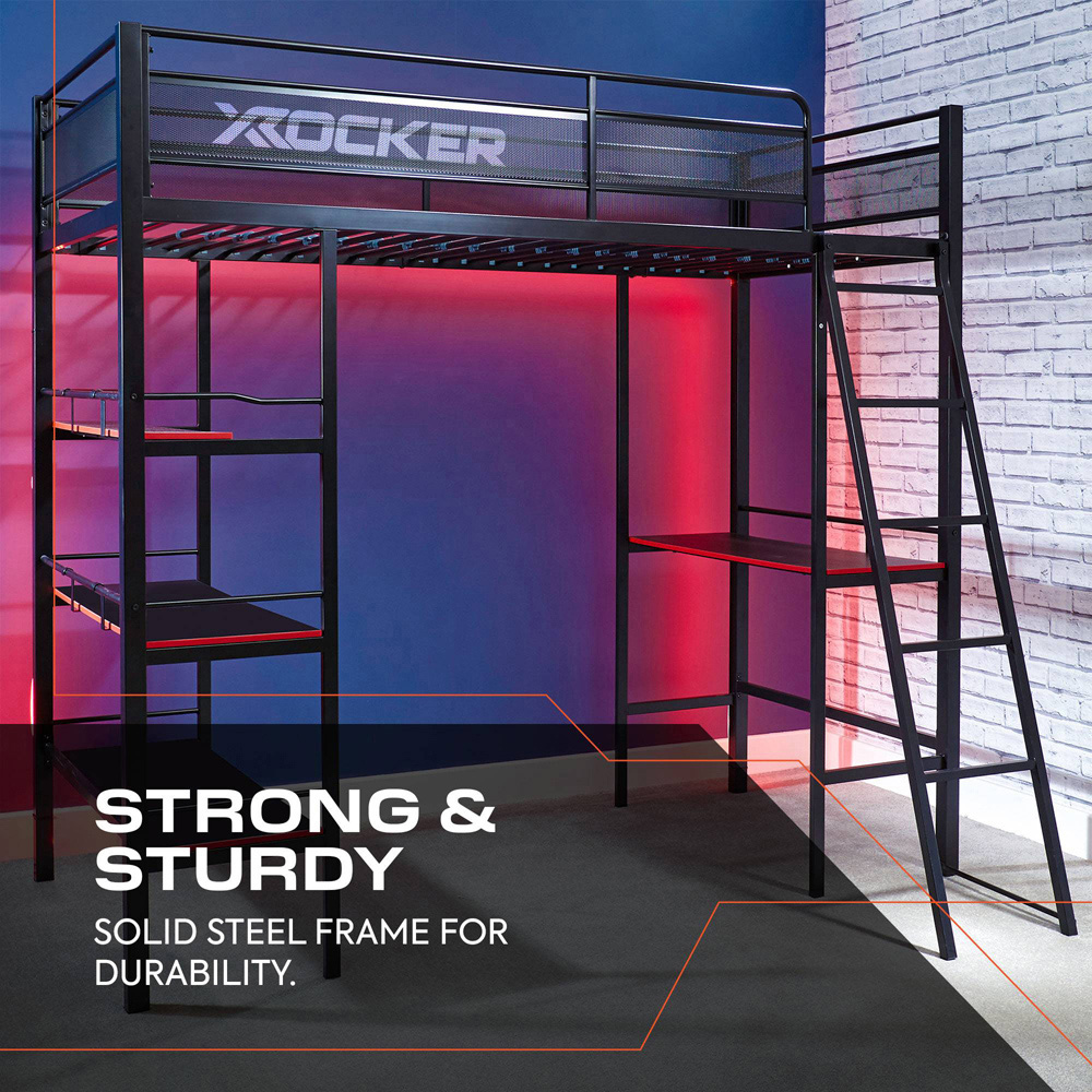 X Rocker Fortress High Sleeper Gaming Bunk Bed with Storage Image 4