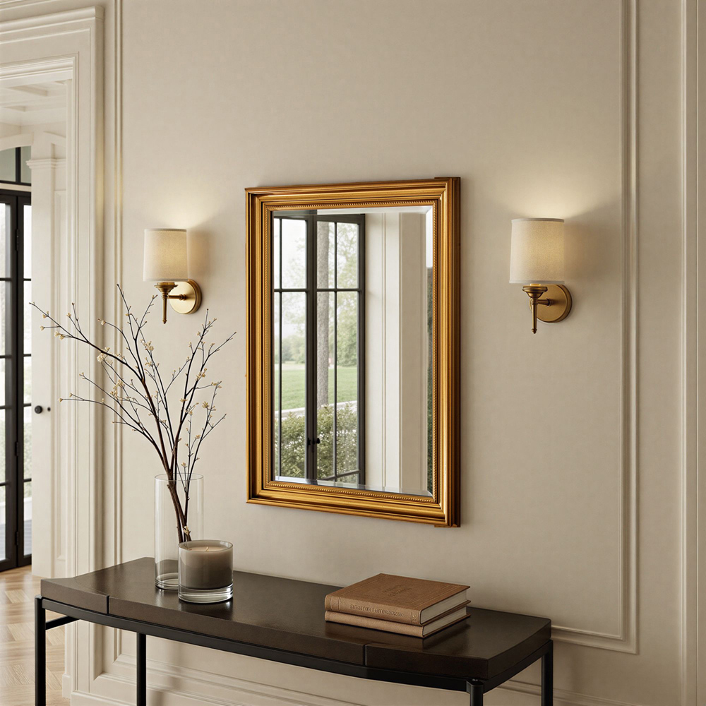 Yearn Gold Framed Beaded Classic Bevelled Wall Mirror 74 x 58.5cm Image 2