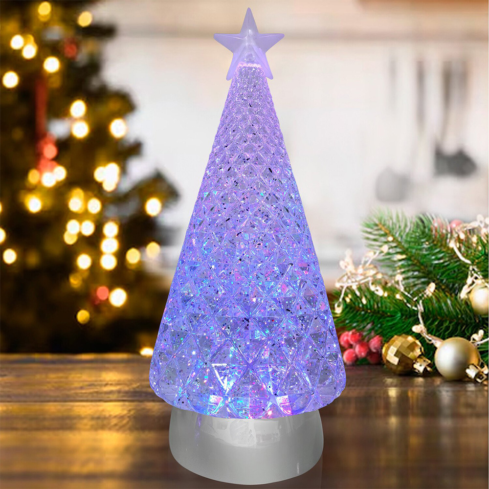 Glitter Spinning Crystal Tree White Image 1