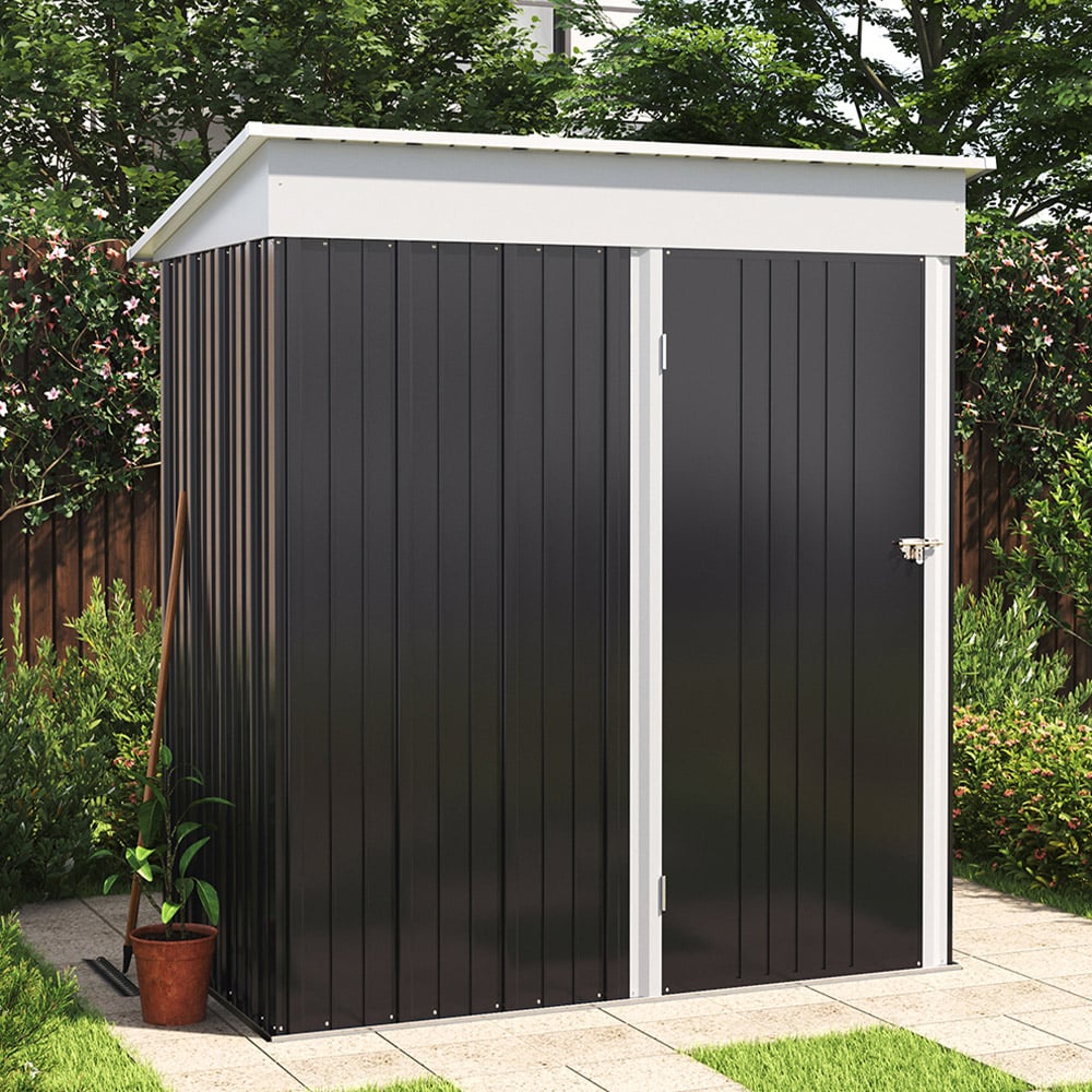 Living and Home 3 x 5ft Zinc Steel Storage Shed with Shelves Image 2