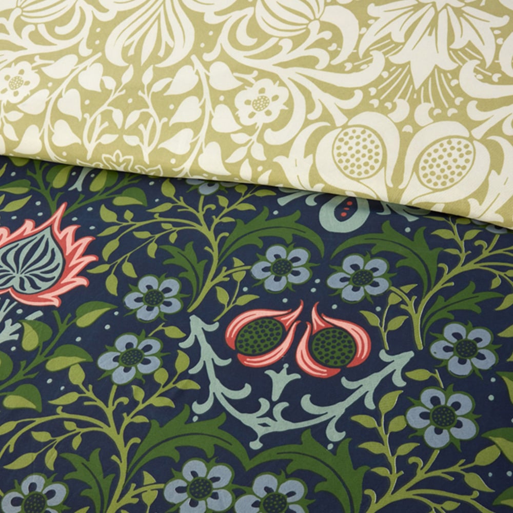 Serene Heritage Flora Single Navy Microfibre Fabric Reversible Duvet Cover Set Image 3