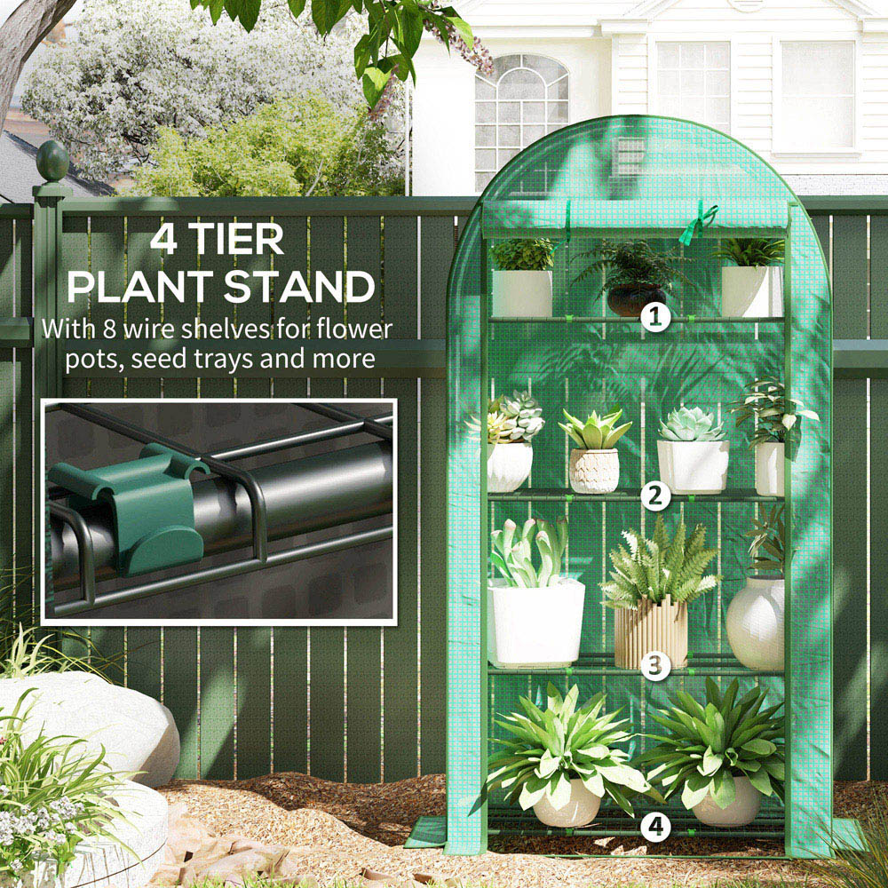 Outsunny Green 4 Shelf PE Cover 3.4 x 1.4ft Mini Greenhouse Image 5