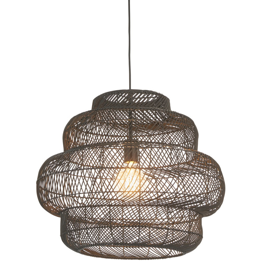 Merano Piacenza Black Rattan and Matt Black Pendant Light Image 3
