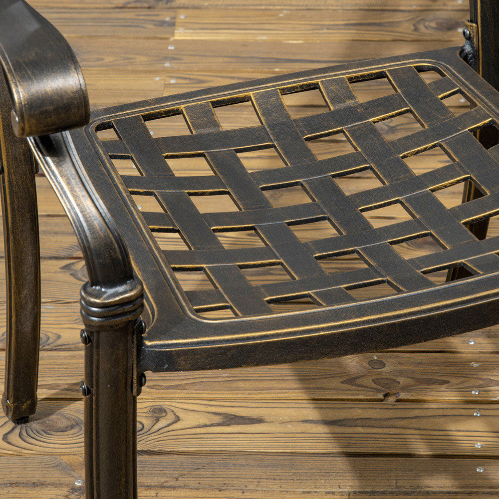 Outsunny 6 Seater Garden Dining Set with Parasol Hole Bronze Image 3