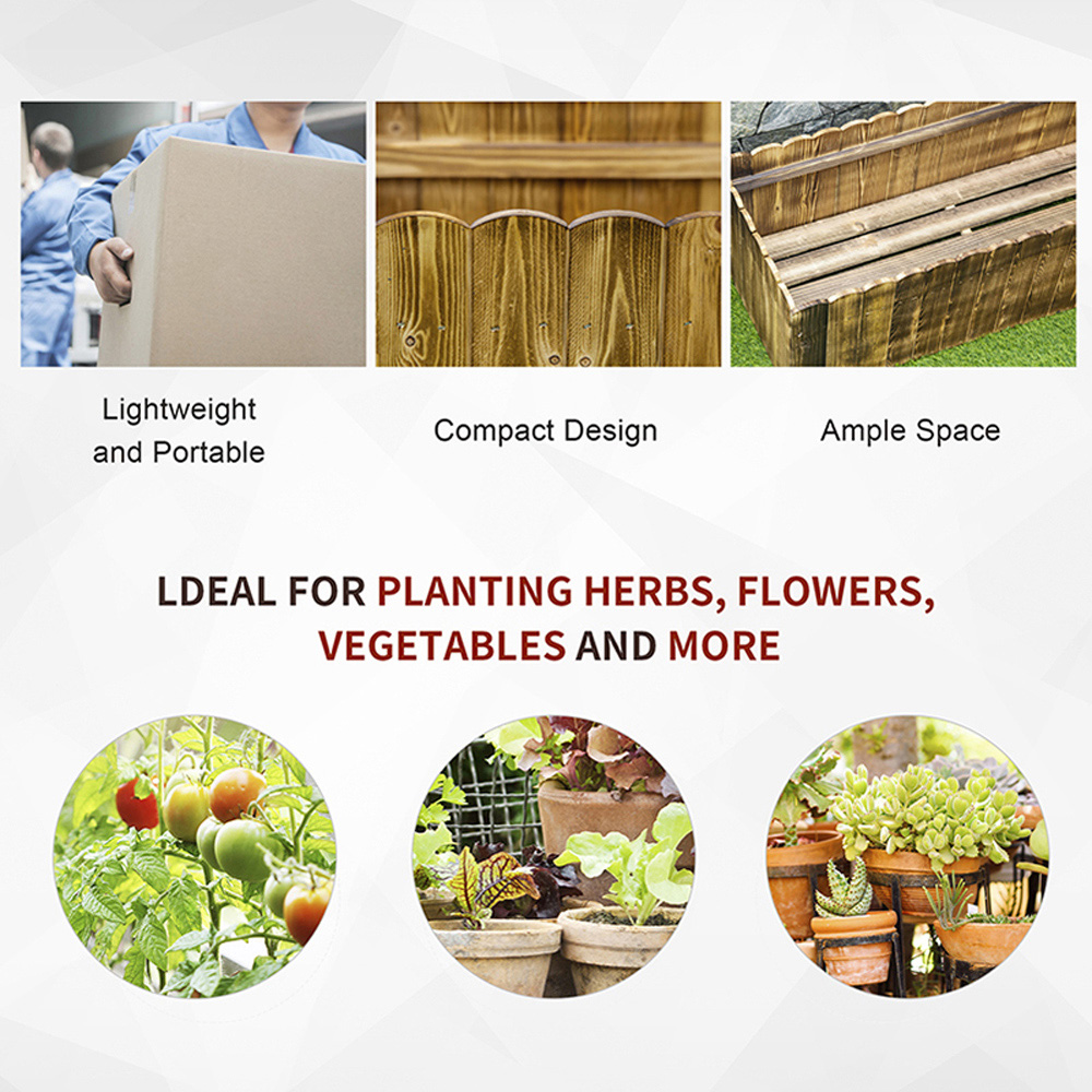 Outsunny Wooden Rectangular Raised Bed Planter 30 x 40 x 100cm Image 4