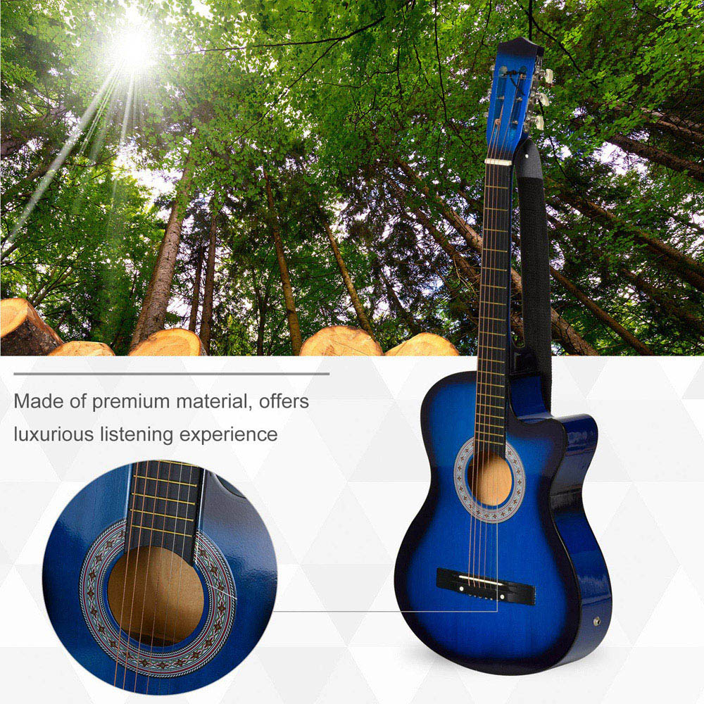 HOMCOM Blue Beginner Cutaway Acoustic Electric Guitar Image 8