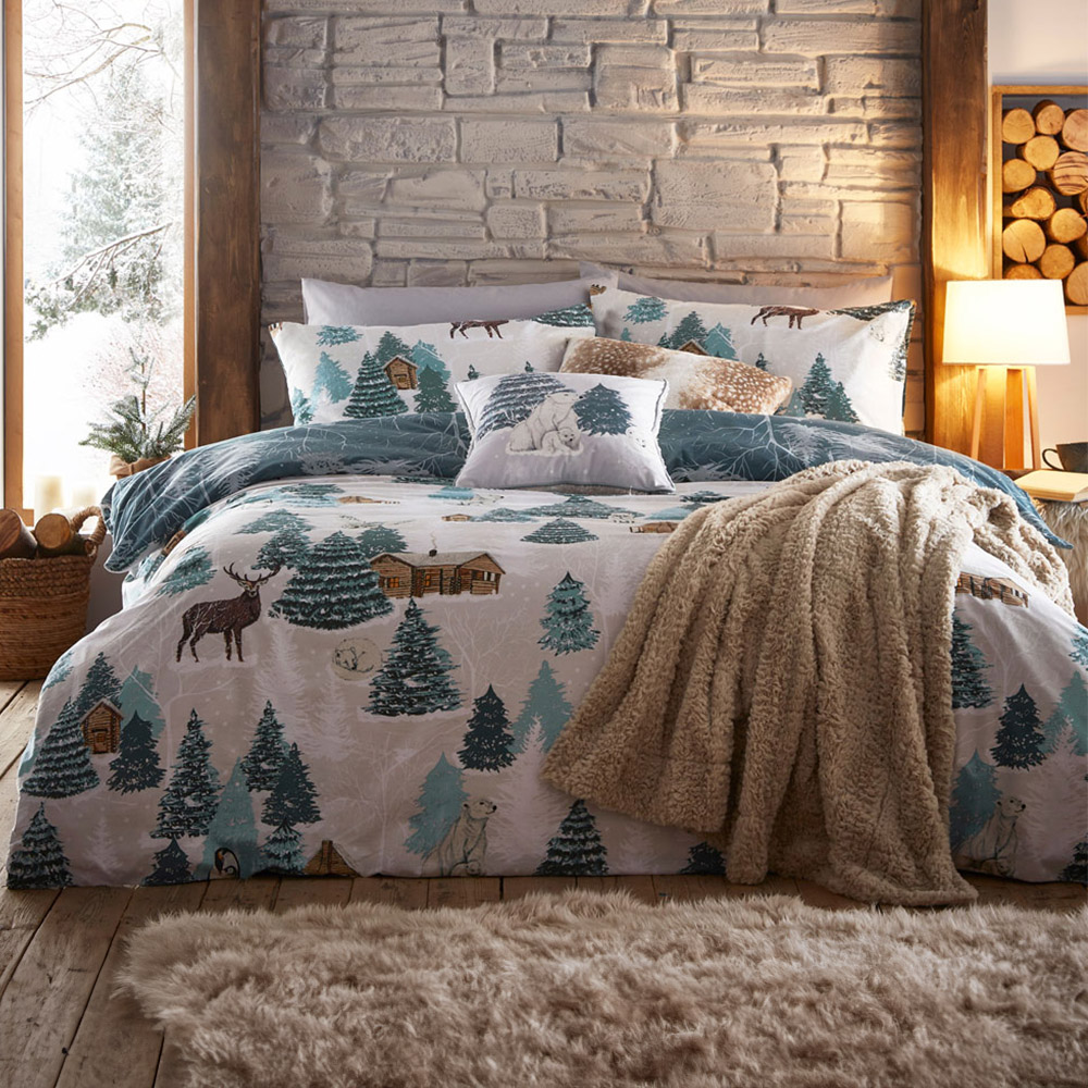 furn. Arcticus Super King Size Blue Arctic Animal Duvet Cover Set Image 7