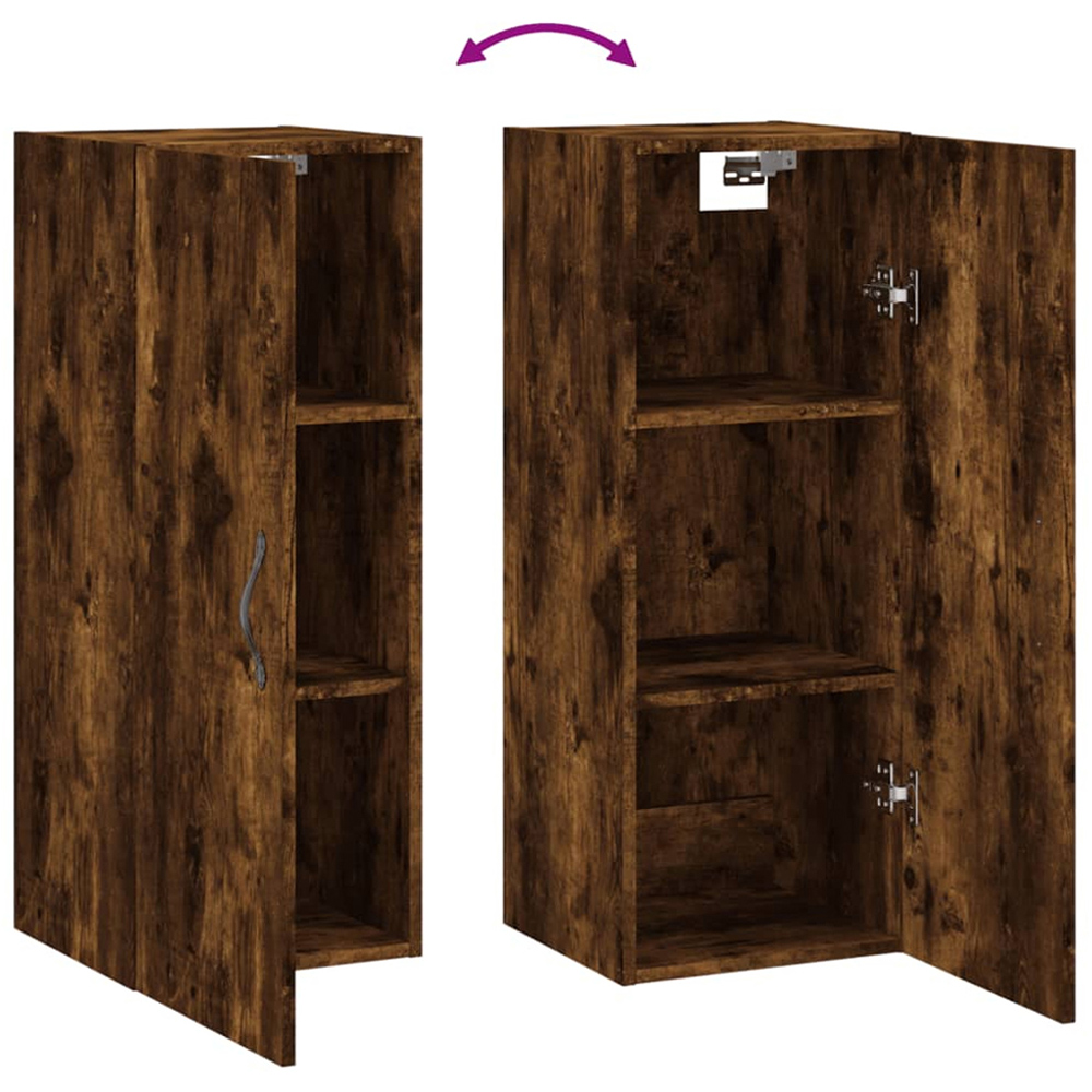 vidaXL Single Door Brown Smoked Oak Wall Mounted Cabinet Image 9
