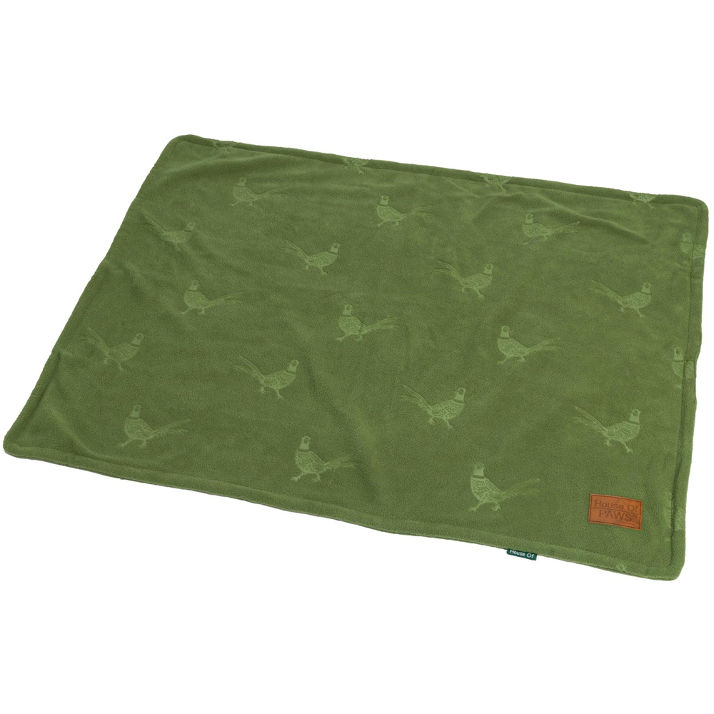 House of Paws Green Embossed Pheasant Fleece Pet Blanket Image 1