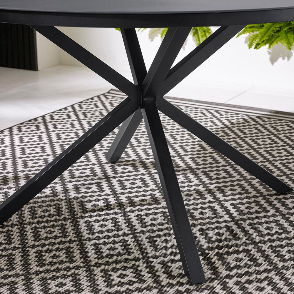 Furniturebox Castres 4 Seater Black Metal Round Outdoor Dining Table Image 3