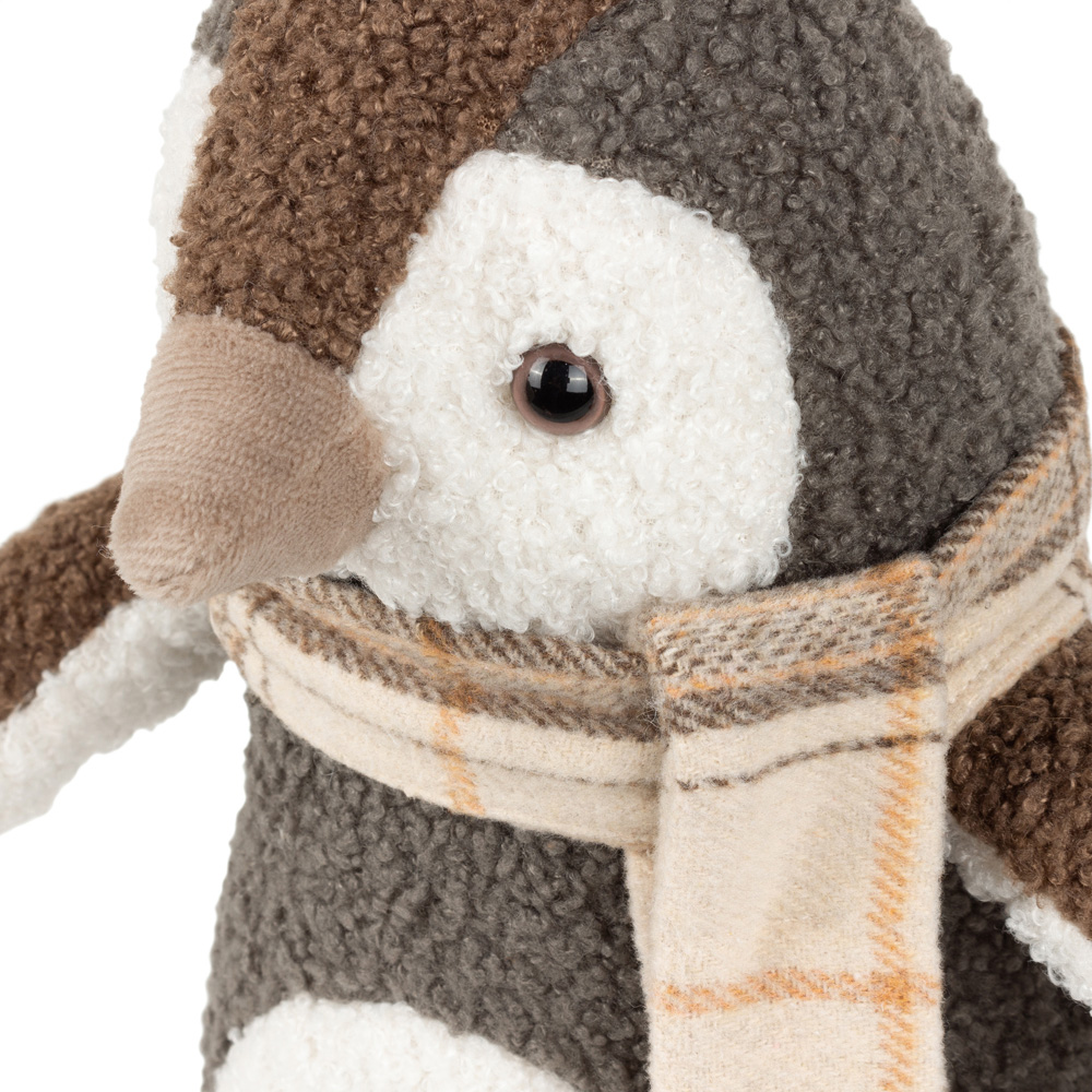 Paoletti Christmas Warm Grey Penguin Boucle Novelty Door Stop Image 3