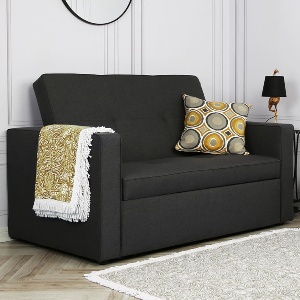 Troy Grey 2 Seater Pull Out Sofa Bed Image 1