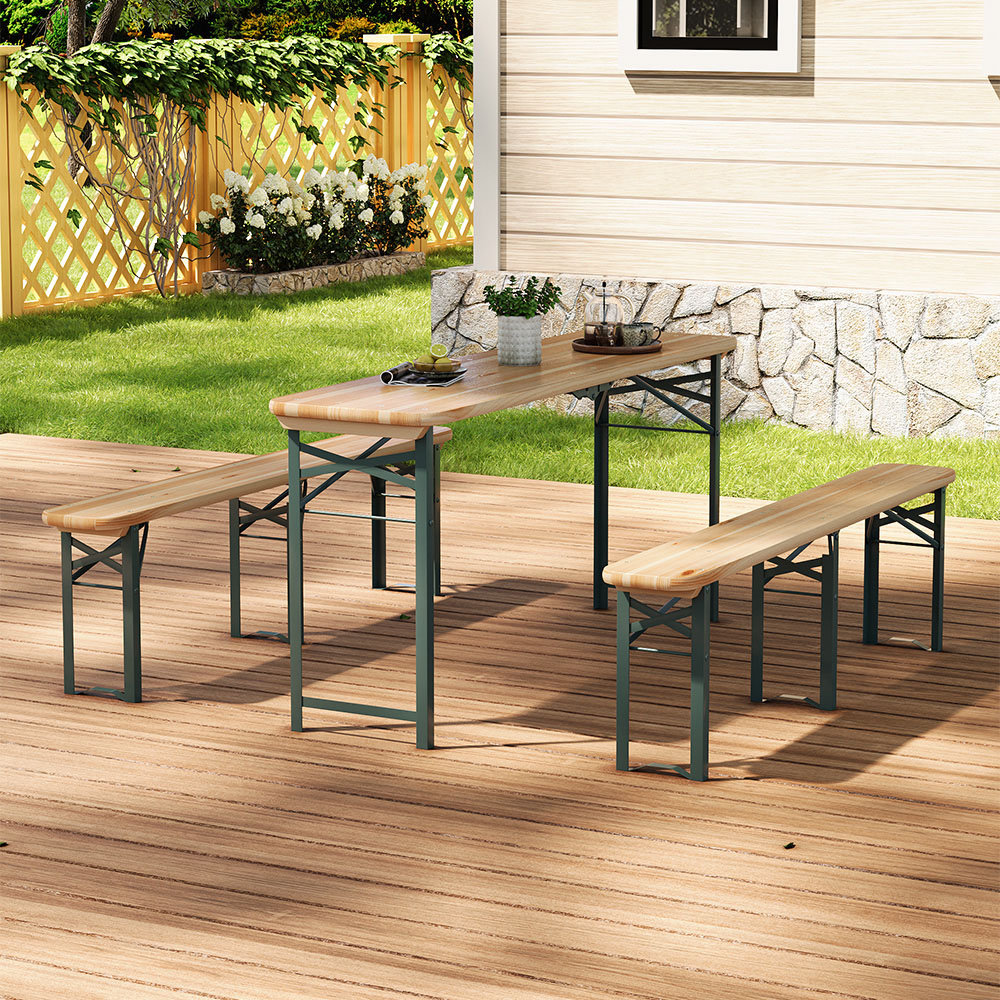 Living and Home 4 Seater Green Wooden Garden Furniture Set Image 7