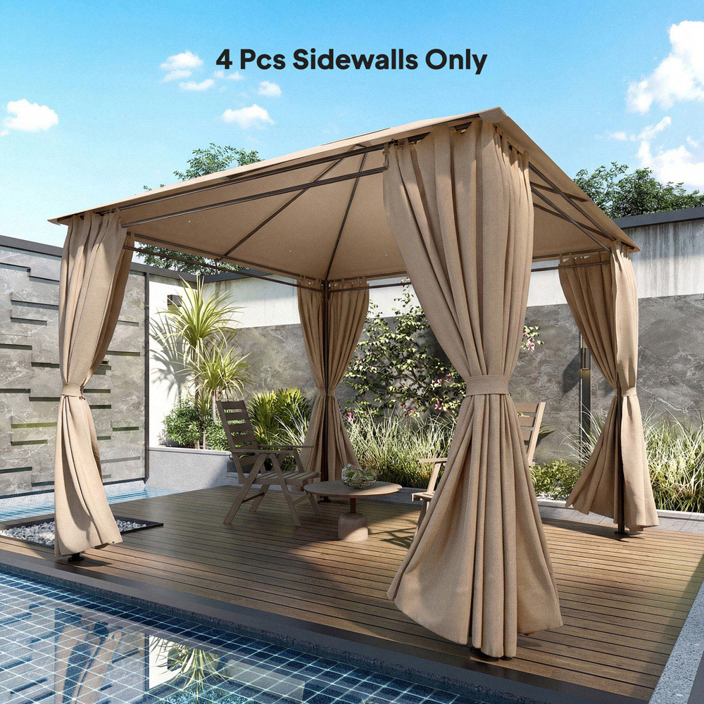 Outsunny 3 x 3m Khaki Gazebo Replacement Curtain 4 Pack Image 5