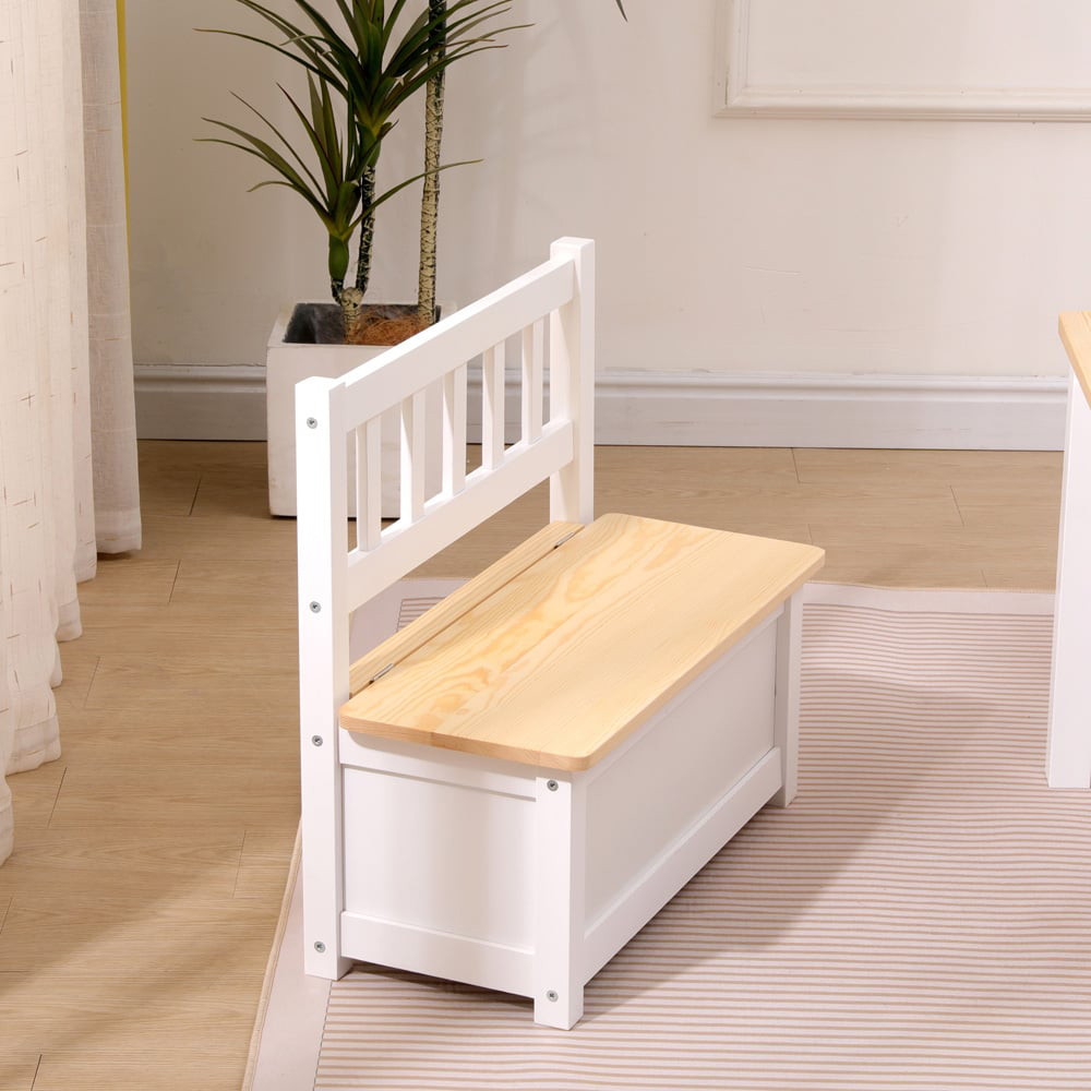 FurnitureHMD White Kids Wooden Storage Bench Image 7