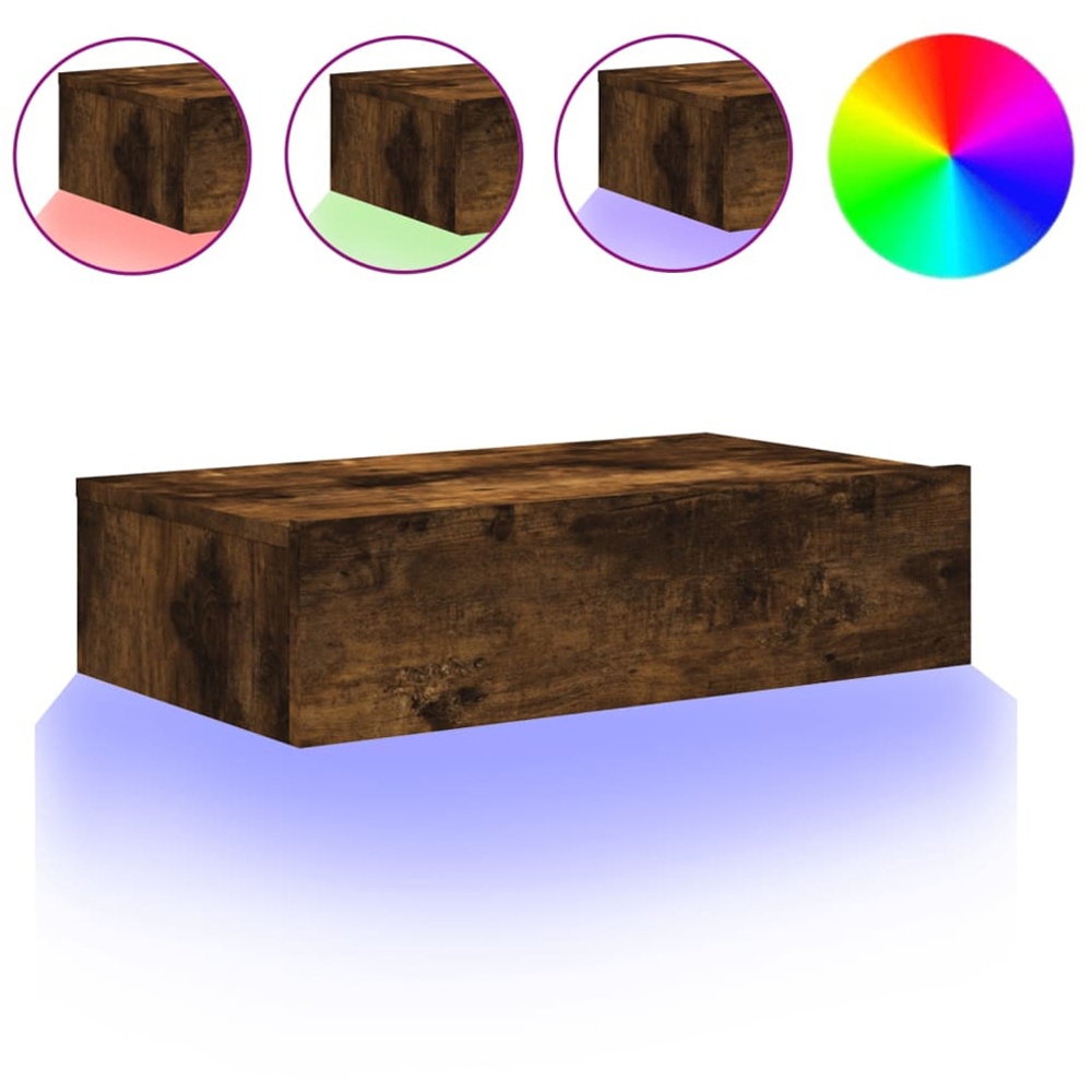 vidaXL Single Drawer Smoked Oak Wall Mounted TV Cabinet Image 3