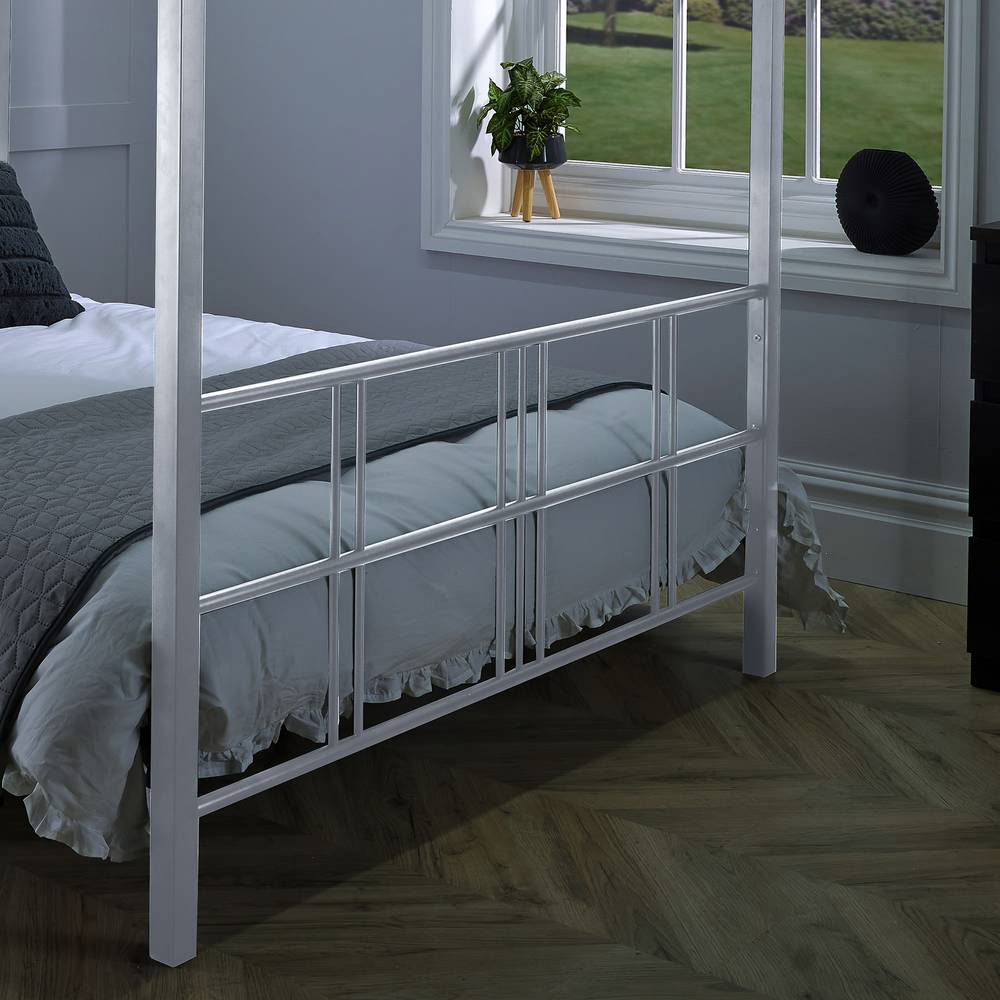 XR Living Fern Double White 4 Poster Bed with White Soft Glow LED Light Image 3