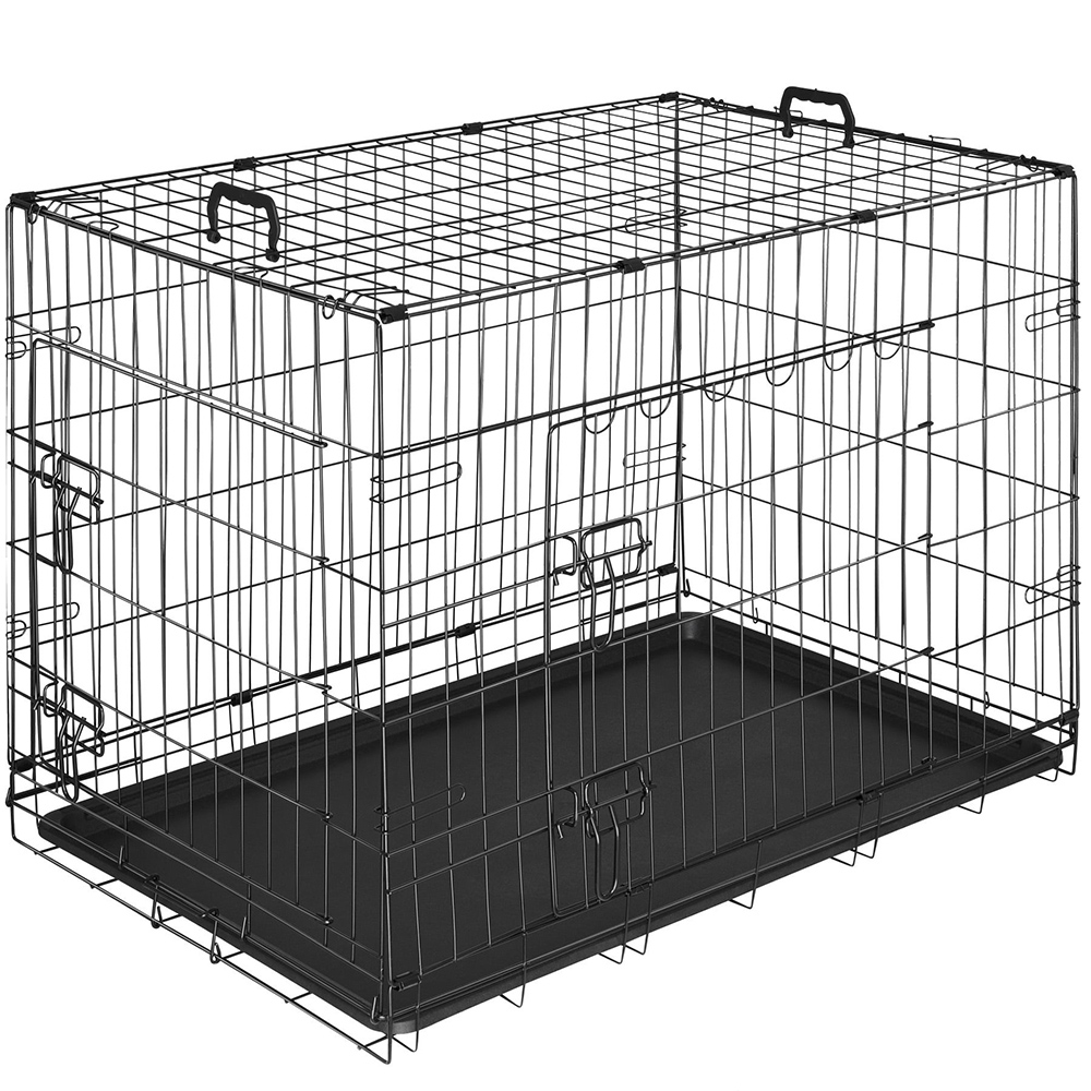 tectake Luna Black Foldable Dog Crate Image 1