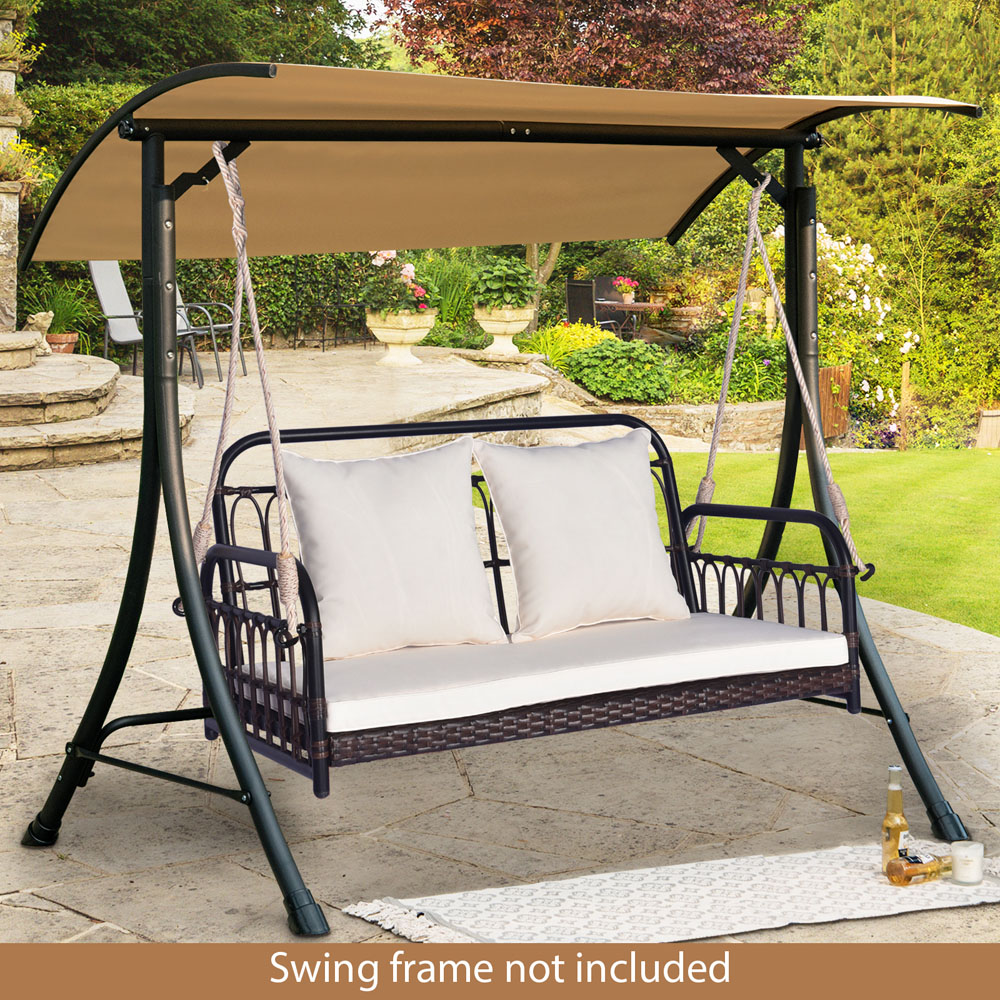 Costway 2 Seater White Garden Swing Chair Image 8