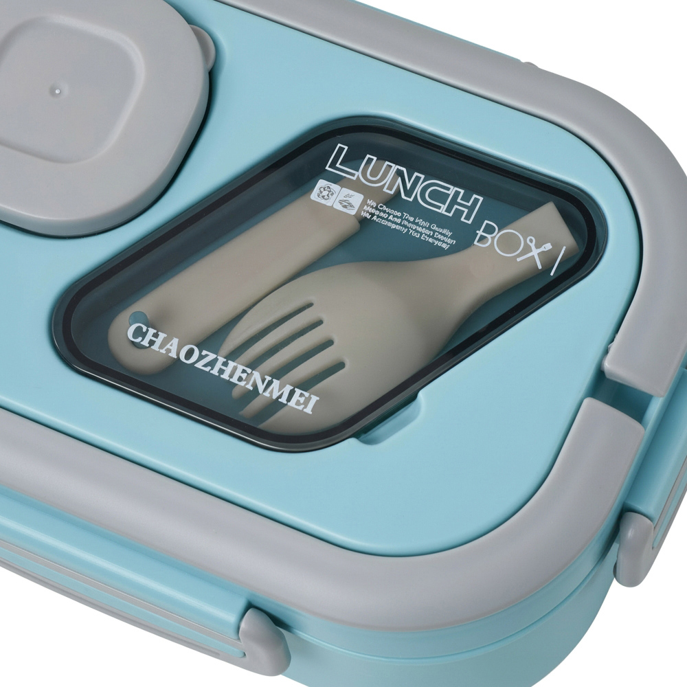 Living and Home Blue Portable Lunch Box Set with Cutlery and Insulated Bag Image 6