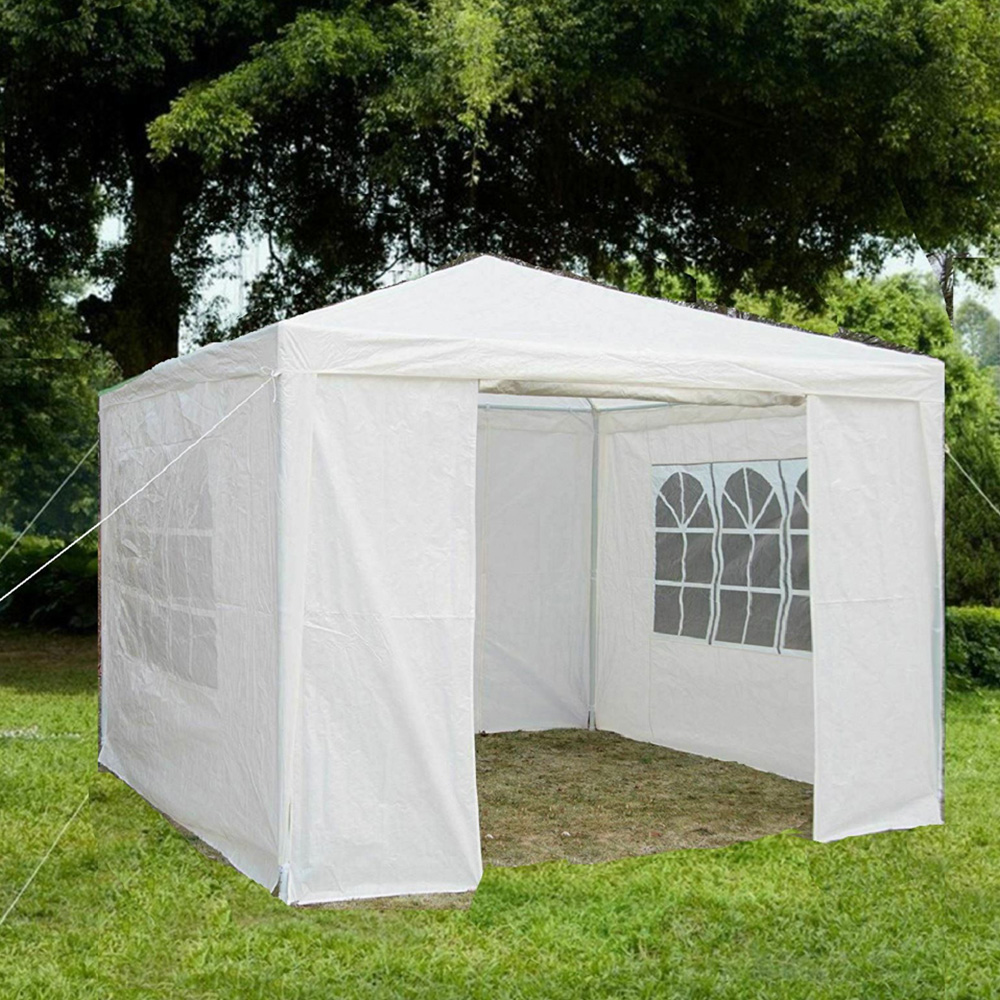Gr8 Garden 3 x 3m White PE Gazebo with Sides Image 1