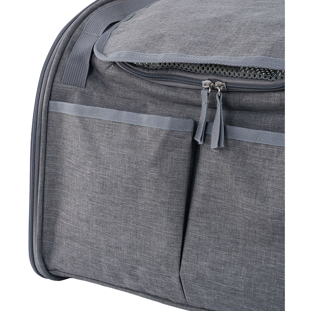 H&O Direct 31.5 x 35.5 x 50cm Light Grey Mesh Expandable Pet Carrier Backpack Image 3