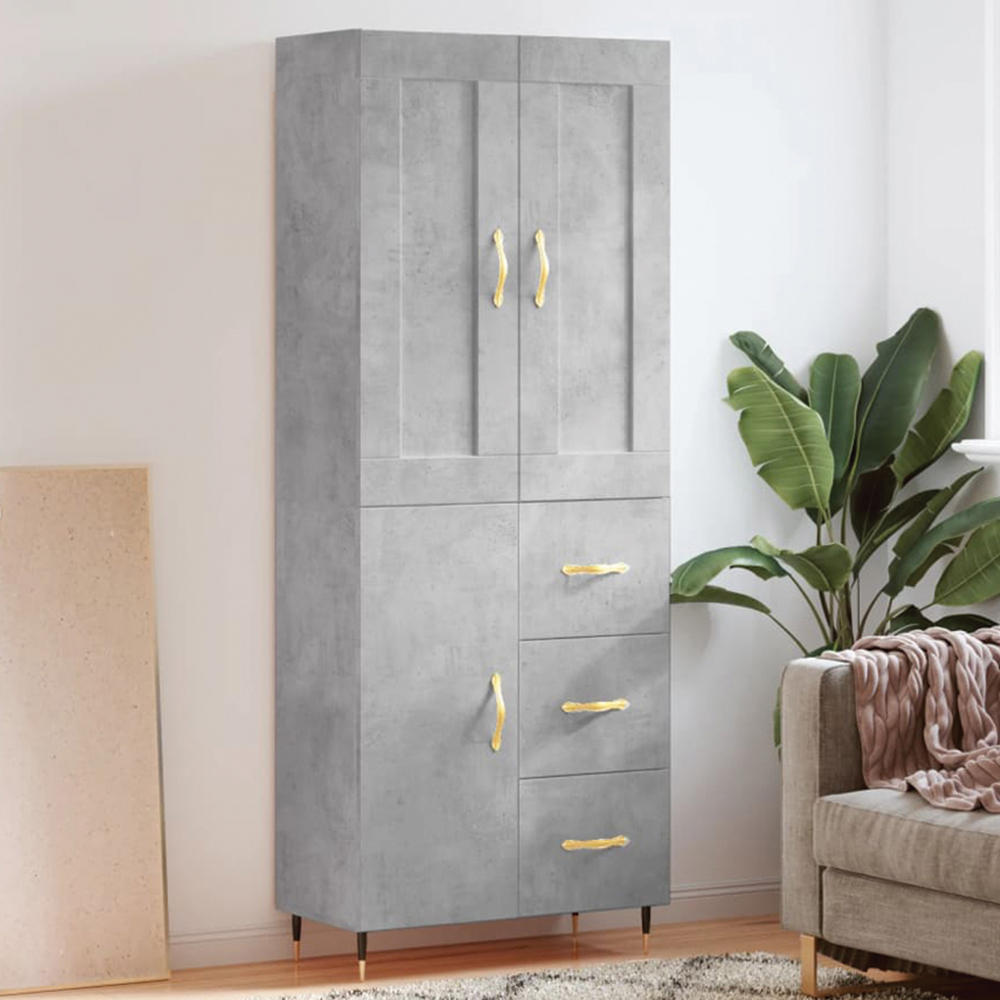 vidaXL 3 Door 3 Drawer Concrete Grey Highboard Image 1