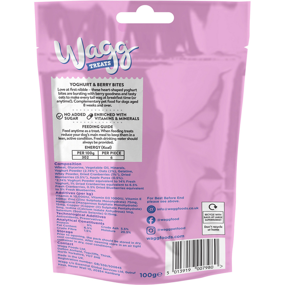 Wagg All Day Breakfast Yoghurt and Berry Bites Dog Treats Image 2