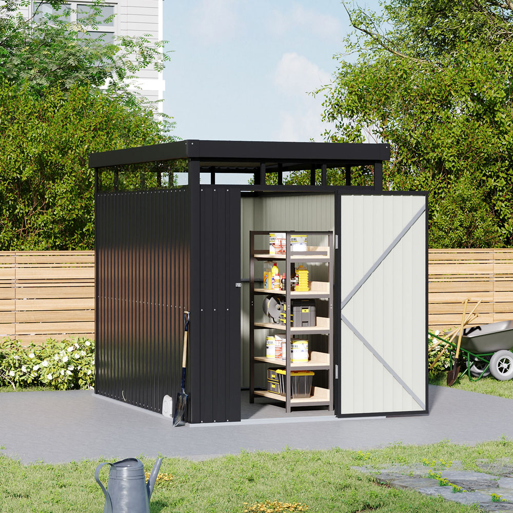 Living and Home 5.3 x 8.5ft Metal Garden Storage Shed with Transparent Windows Image 2