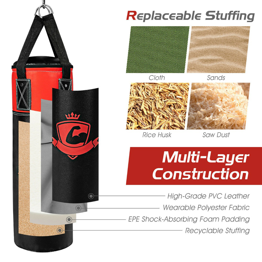 Costway Black Kids Punch Bag with Hand Wraps and Wall Bracket Image 6