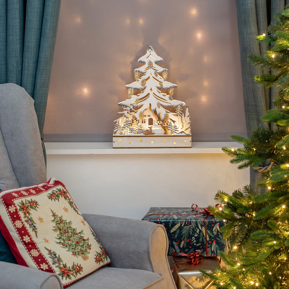 The Christmas Workshop LED Wooden Christmas Tree Forest Scene Decoration Image 6