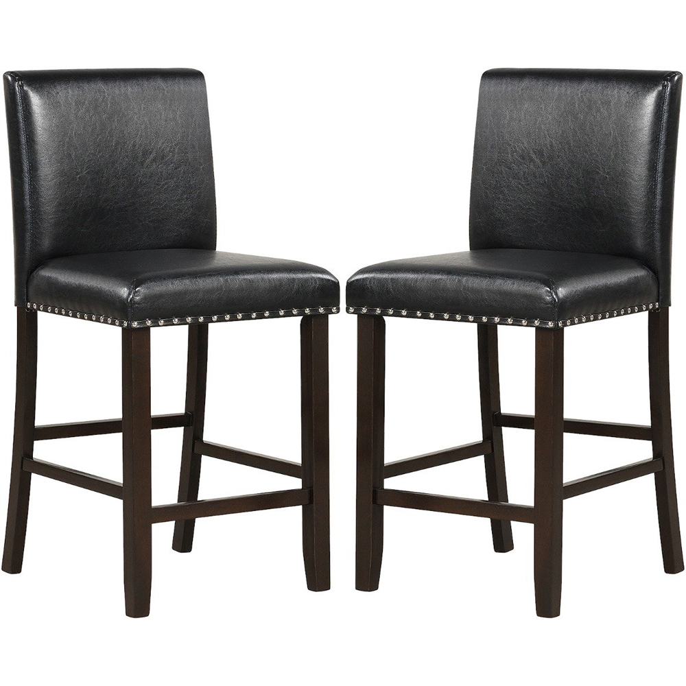 Costway Black Upholstered Bar Stool Set of 2 Image 2