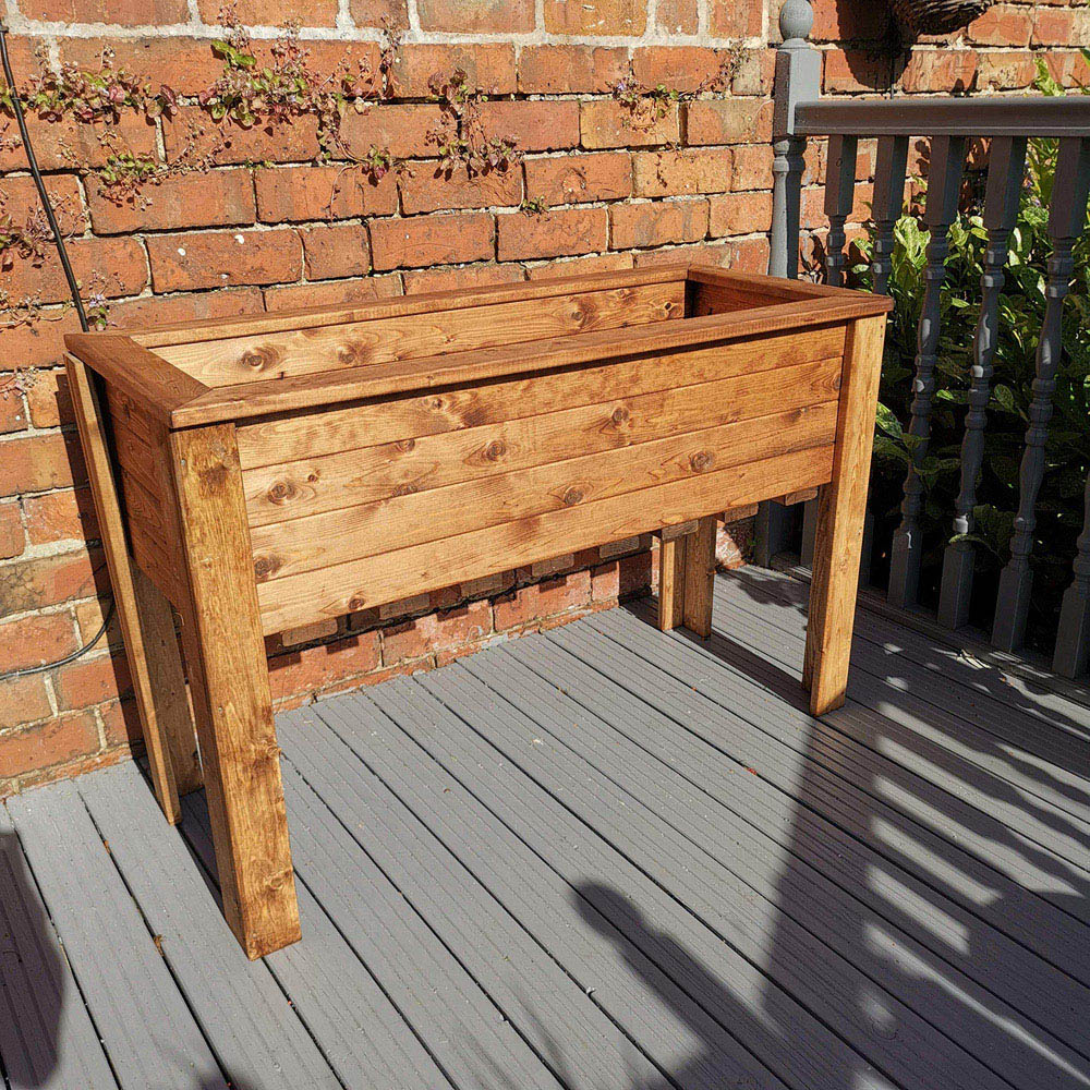 Samuel Alexander Handmade Rustic Wooden Large Raised Garden Trough 72 x 109cm Image 6