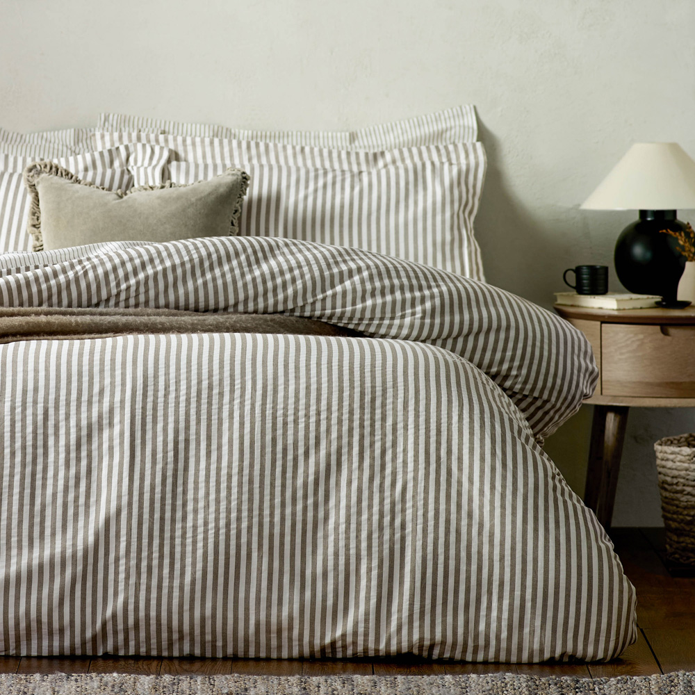 Yard Hebden Single Melange Stripe Cotton Mole Duvet Set Image 4