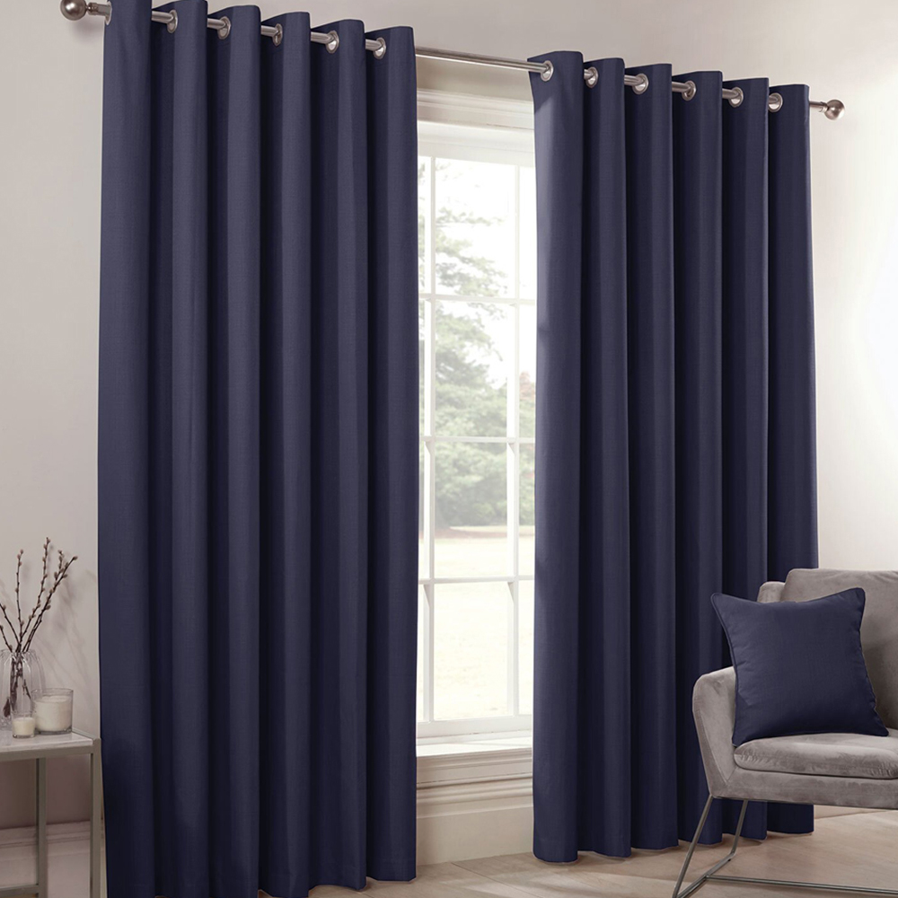 Divante Hoxton Navy Blackout Eyelet Curtains 229 x 168cm Image 1
