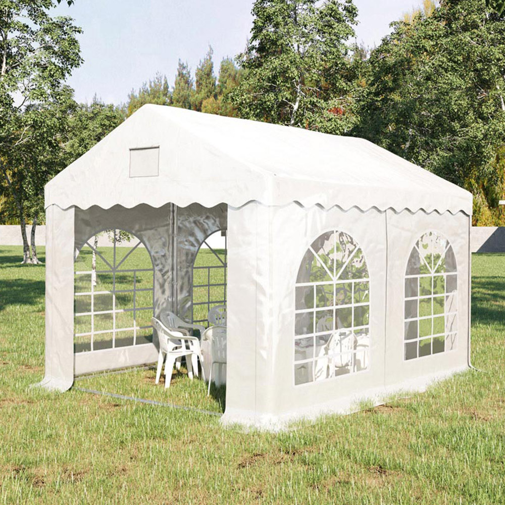 Outsunny 4 x 3m White Steel Frame Gazebo with Removable Sidewalls Image 1