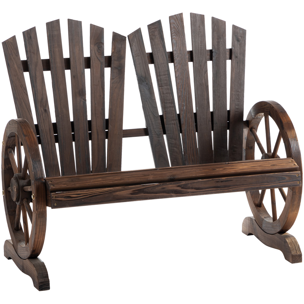 Outsunny Adirondack 2 Seater Carbonized Wooden Loveseat Bench Image 2