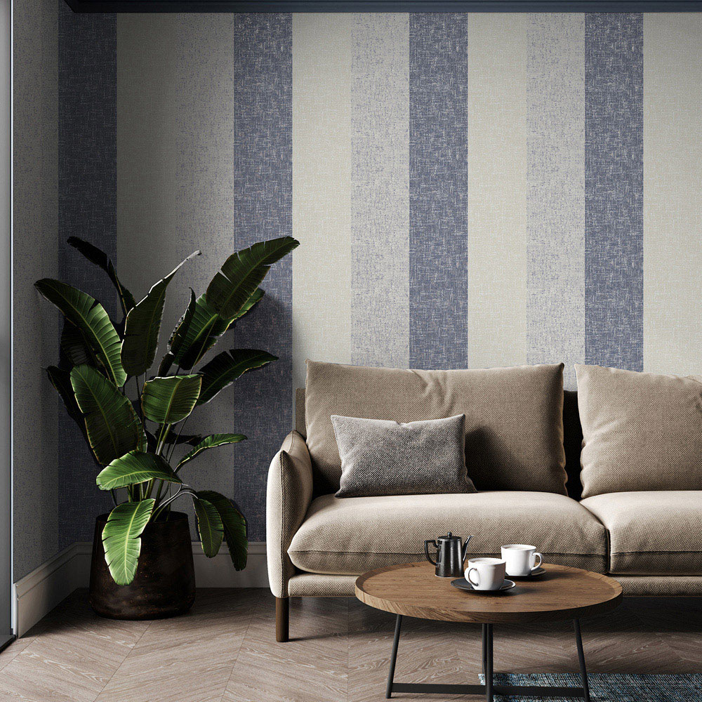 Superfresco Meadow Stripe Navy and Rose Gold Wallpaper Image 3